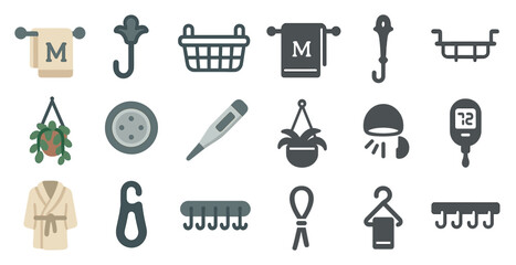 Home accessories flat icons set – decor, household, utility items collection