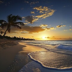 Sunset at Playa Blanca, Punta Cana, Dominican Republic, Tropical Beach