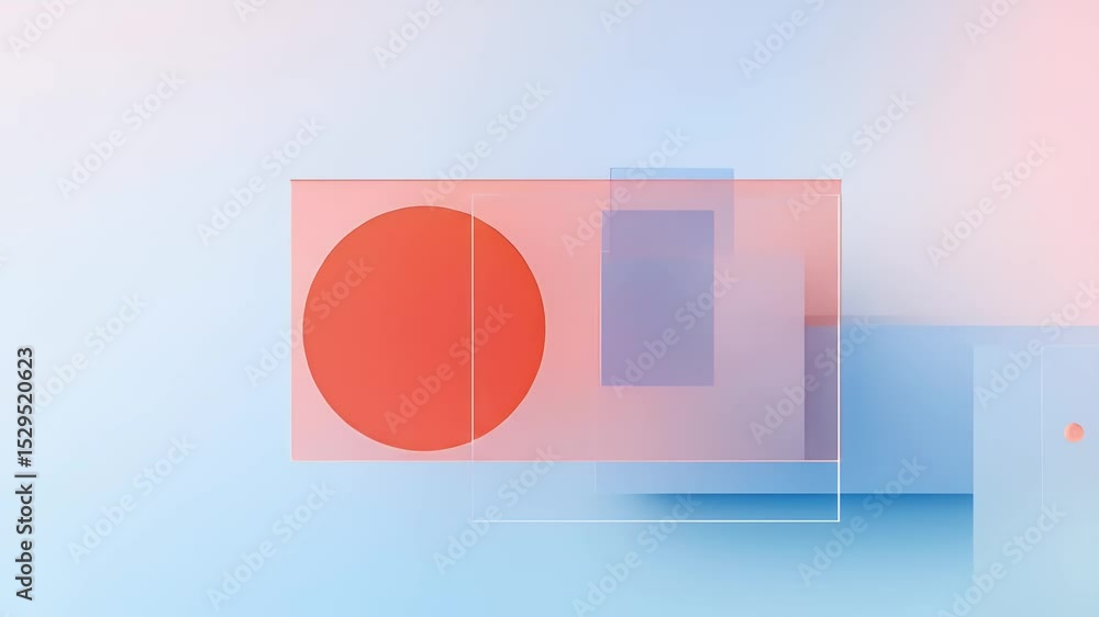 Aufkleber abstract geometric background with red circle and soft gradient in blue and orange with lines square
