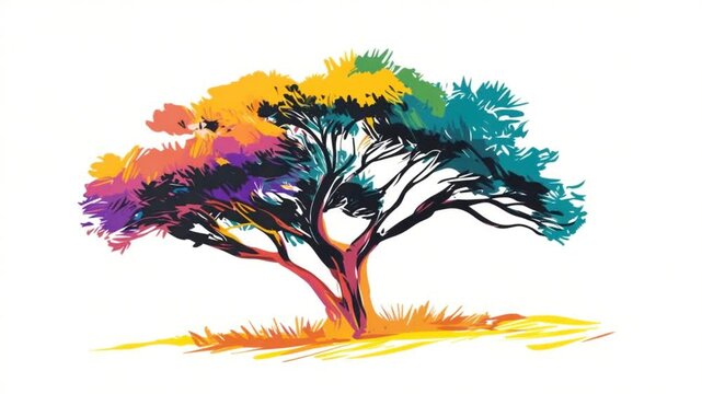 Abstract colorful palm tree illustration, a natural vector design