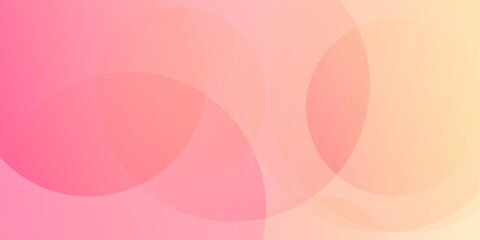 Minimalist banner background, pastel colorful, pink and yellow gradations. Circle effect style geometric, abstract background. Eps 10.