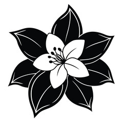 Elegant monochrome flower shows its petals and center, creating simple botanical vector