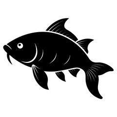 Carp Silhouette Illustration A Detailed Vector Design of a Fish on a White Background