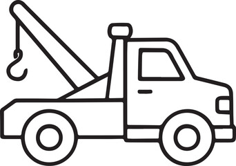 Naklejka premium Tow Truck Line Art Illustration – High-Resolution Vector