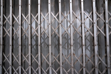 Metal steel shutter rolling door of a building