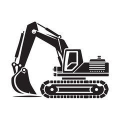 Naklejka premium black and white Machinery Excavator Icon Vector Illustrations