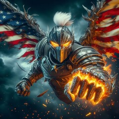 Saviour warrior with America Flag