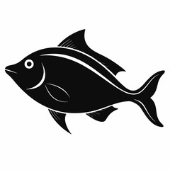 Halibut Silhouette Illustration on White Background Vector Graphic of a Flatfish for Seafood Design and Culinary