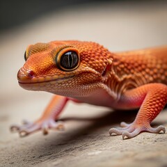 Obraz premium Vibrant Orange Gecko A Close-Up Portrait of a Captivating Reptile