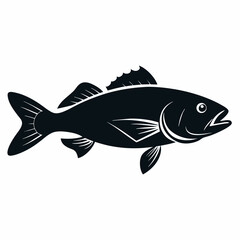 Cod Silhouette Illustration A Simple Vector Graphic of a Fish on a White Background