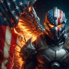 Patriotic Flame Warrior in Battle Armor