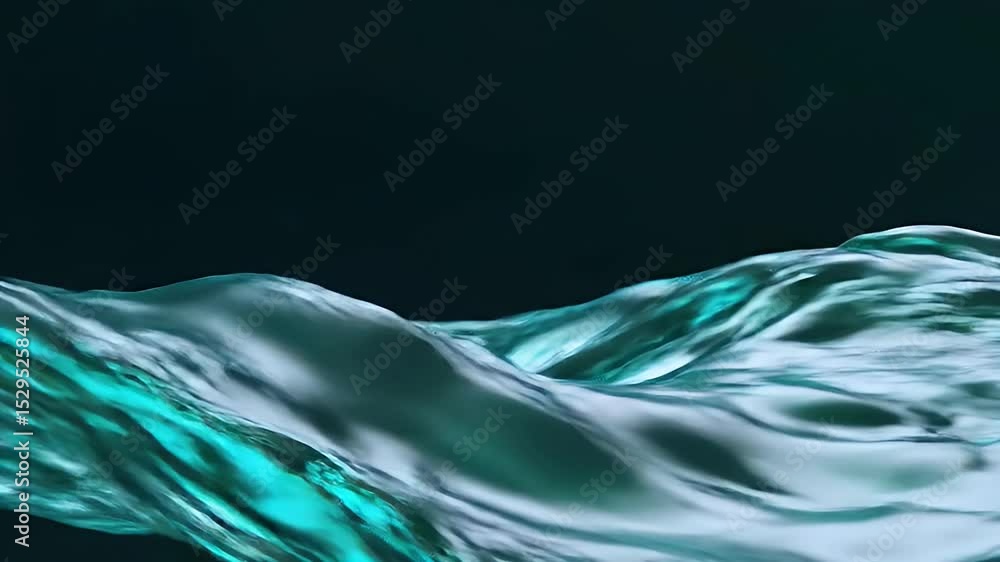 Poster abstract motion of water surface with blue gradient background and wavy liquid texture and clear rip