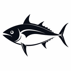 Tuna Silhouette Vector Illustration on White Background Depicting Marine Wildlife and Seafood Design Element for Commercial