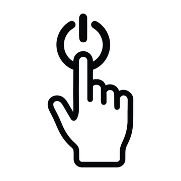 Digital Power: An illustration of a finger about to press a power button icon, symbolizing the beginning or ending of a digital process or action. 