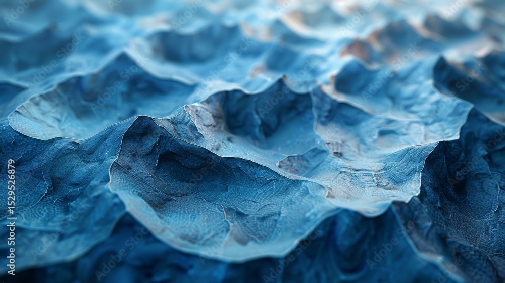 Poster this mesmerizing abstract image showcases intricate oceanic wave textures in deep blue shades, conve