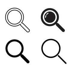  Modern Flat Search Icon Vector. Minimal Magnifying Glass Symbol for Web, App, and User Interface Design