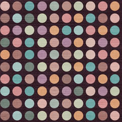 Seamless Retro Polka Dot Pattern on Textured Linen Background

