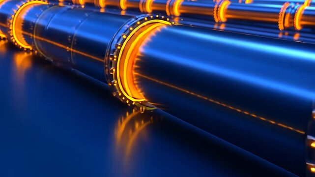 Glowing Pipes: A Futuristic Industrial Scene