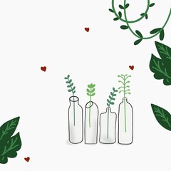  illustration of an apple tree with leaves with Minimal Plants In Vase.