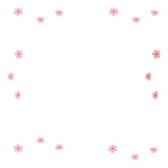 pink flowers frame on white background.