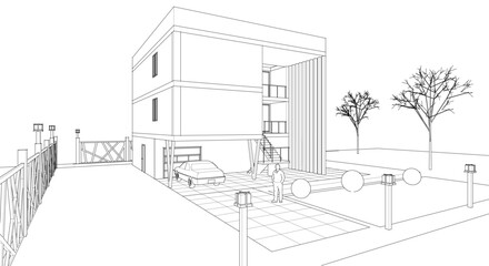 residential building concept 3d illustration
