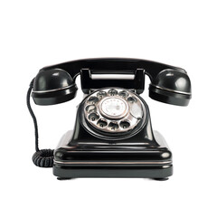 Retro-style bright rotary telephone isolated on a transparent background