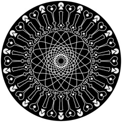 Mandala black circular vector illastration with geometric pattern and concentric ring 
