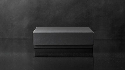 Sleek black box on reflective surface
