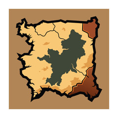 Old Treasure Map Cartoon Vector Illustration for Game Design and Illustration