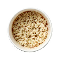 Delicious Instant Noodles in White Styrofoam Bowl Ready for Cooking with Rich Flavorful Broth and Irresistible Texture Transparent background or png