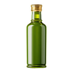 Green Glass Bottle with Gold Lid Ideal for Olive Oil, Vinegar, or Dressing, Isolated on White Background Transparent background or png