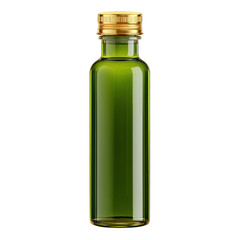 Elegant green glass bottle with golden cap, perfect for olive oil, condiments, or herbal extracts, isolated on white background Transparent background or png