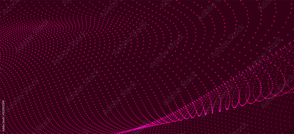 Poster futuristic dot wave. abstract digital particle wave. technology background. colored musical wave. da