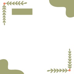 Obraz premium frame with green leaves on white background.