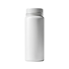 Plain White Bottle with Screw Cap for Packaging Pills, Supplements, or Cosmetics on Isolated Background Transparent background or png