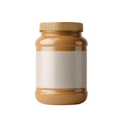 Smooth and Creamy Peanut Butter Jar with Blank Label for Custom Branding Opportunities in Food Photography Transparent background or png