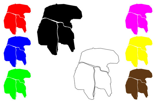 Amarah city (Republic of Iraq, Governorate Maysan) map vector illustration, scribble sketch Al-'Amarah or Amara map