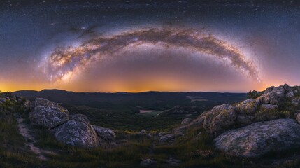 Milky Way Arch Over Night Landscape