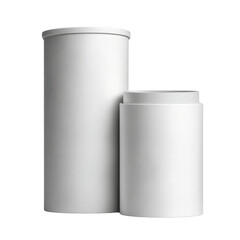 Two Simple Blank Round Containers for Packaging or Storage on a Clean White Background with Subtle Texture Transparent background or png