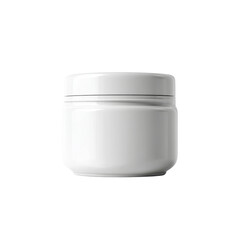 Clean, minimalistic white cosmetic jar for skincare products with sleek design suitable for brand presentations and mockups Transparent background or png