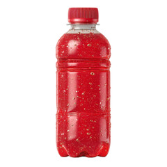Refreshing Red Beverage in a Clear Plastic Bottle with Bubbles and Vibrant Color for Summer Enjoyment Transparent background or png