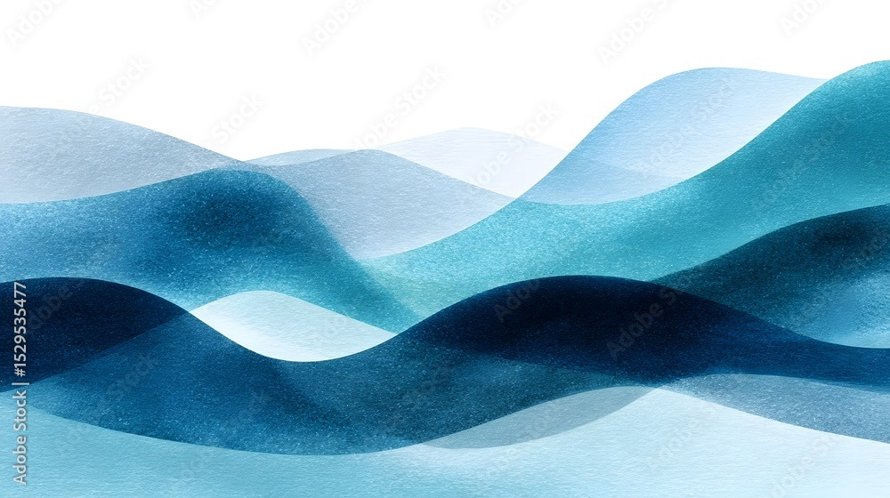Aufkleber soft flowing abstract watercolor waves with overlapping layers of soothing blue and cyan tones creat
