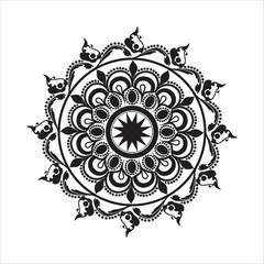Premium Ethnic Mandala Pattern – Black and White Decorative Design
