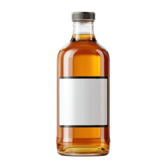 Elegant Brown Glass Bottle Filled with Amber Liquid and Blank Label for Custom Branding or Product Display Transparent background or png