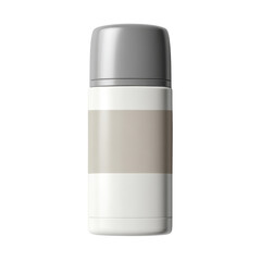 Sleek White and Gray Insulated Flask Design for Hot and Cold Beverages Ideal for Outdoor and Travel Use Transparent background or png