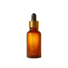 Elegant amber glass dropper bottle for essential oils, tinctures, and beauty serums on a clean white background Transparent background or png