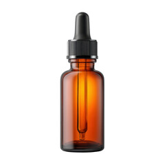 Clear Reflection of Amber Glass Dropper Bottle with Pipette on White Background for Essential Oils and Serums Transparent background or png