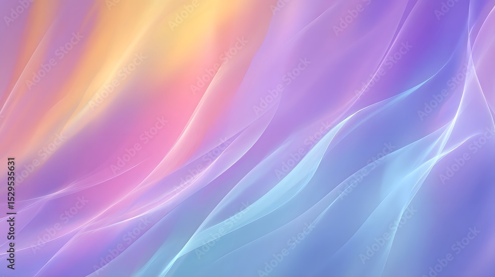 Aufkleber Vibrant flowing abstract background with a soft watercolor inspired gradient effect transitioning from warm to cool tones and creating a dreamlike ethereal atmosphere