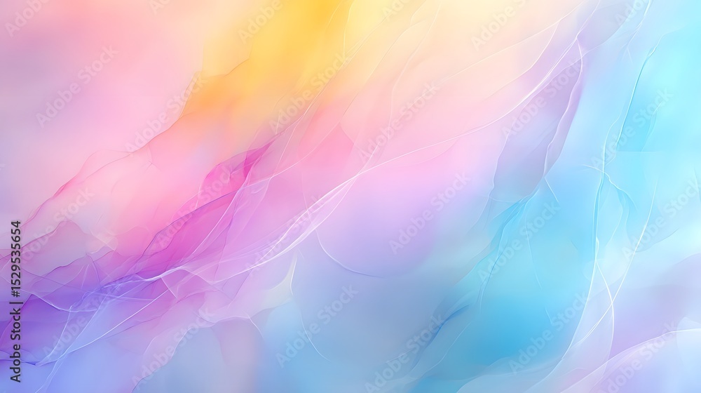 Poster Delicate translucent layers of warm and cool colors create a soft flowing gradient with a sense of movement and depth resulting in an ethereal and dreamy abstract background