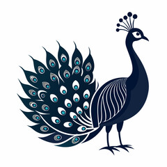 Elegant Peacock Silhouette Design on White Background A Versatile Illustration for Various Creative Projects and Designs